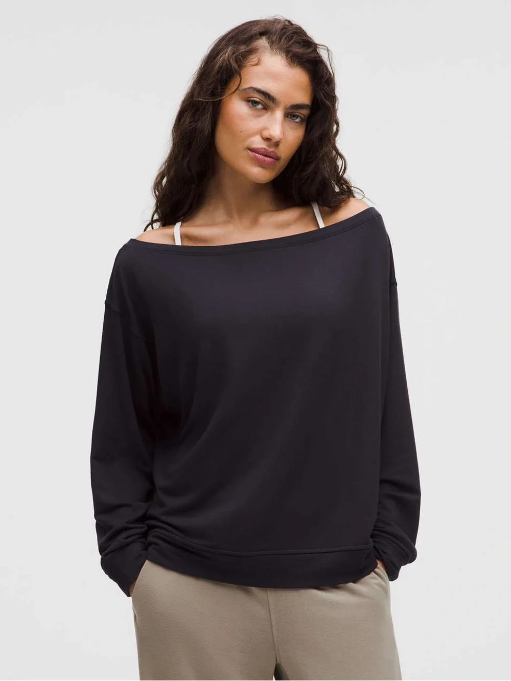 Like New - Lululemon BeCalm Oversized Boatneck Long Sleeve Shirt in Brown (L)